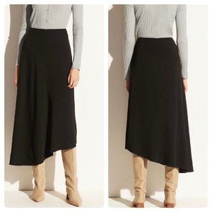 NWT $365 Vince Asymmetric Seam Crepe Minimalist Midi Skirt 14 Black